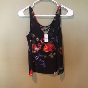 Express Sleeveless fancy flowered top